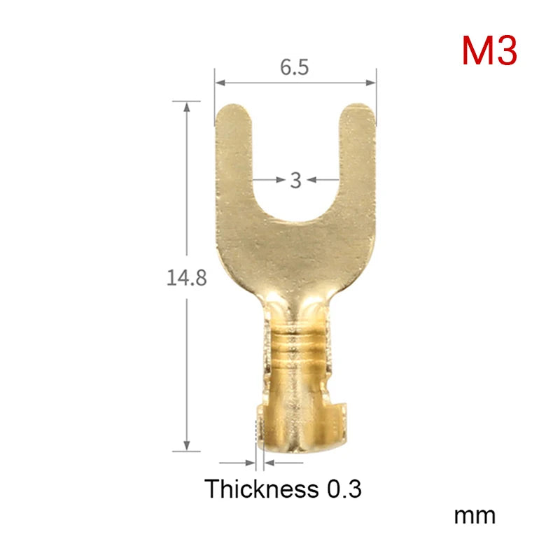50pcs U-Shaped Brass Grounding Lug Fork Terminal Connector