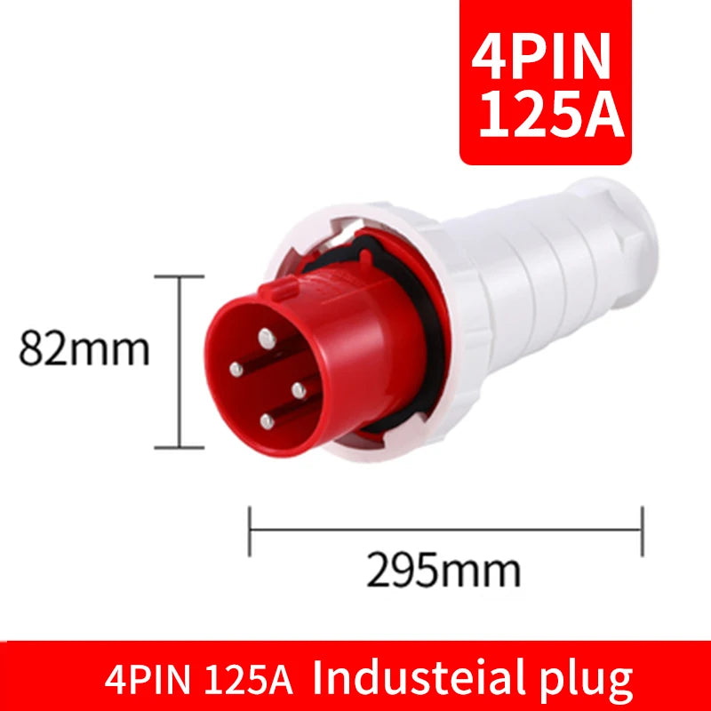 Industrial IP67 Plug 3/4/5 Pin 125A Waterproof Dustproof Socket Male and Female Wall Mounted Panel Concealed Conductor 380V 415V