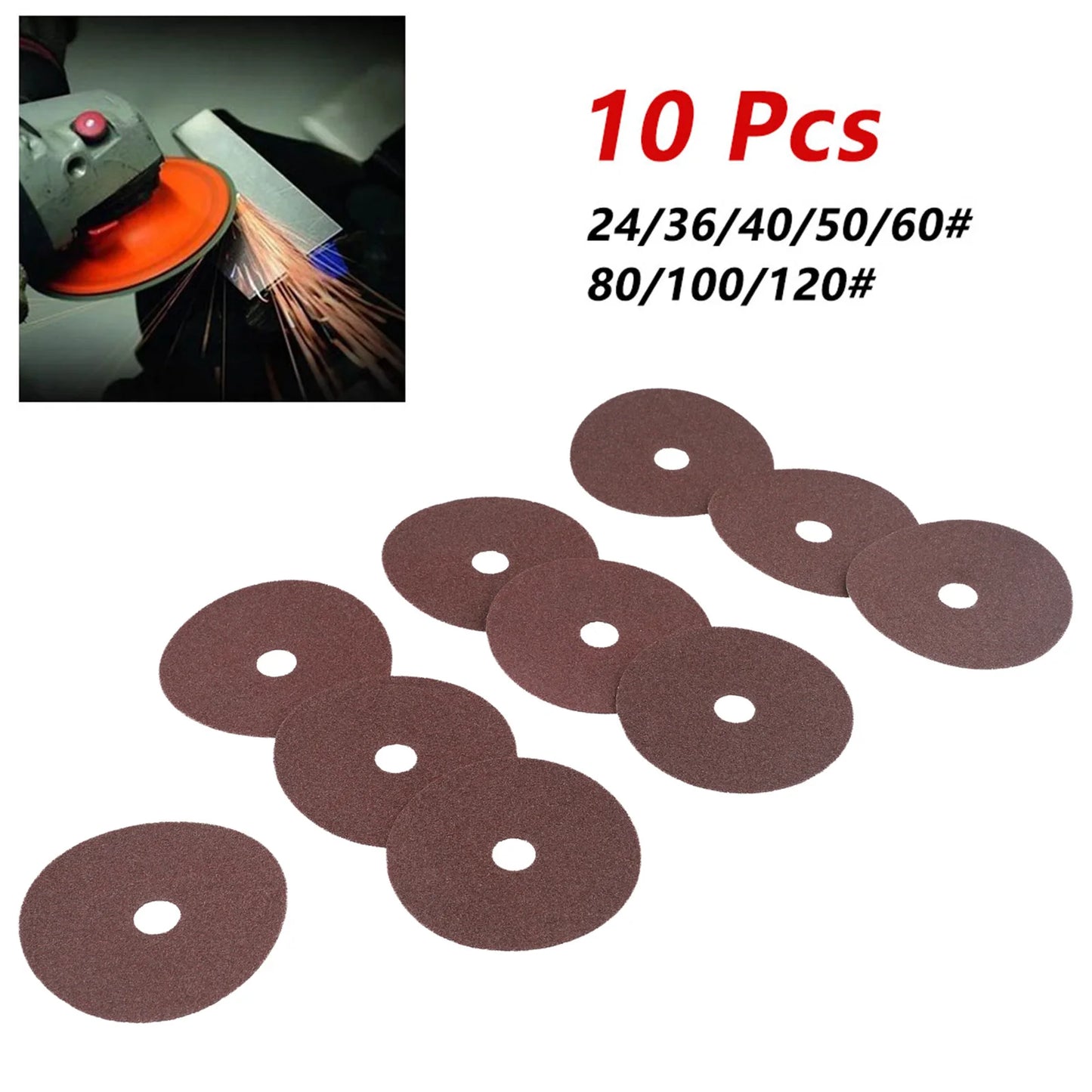 10PCS 4 Inch Resin Fiber Grinding Sanding Discs For Angle Grinder  Abrasive Tool 100mm Diameter 24#-120# Polishing Dic Grinding
