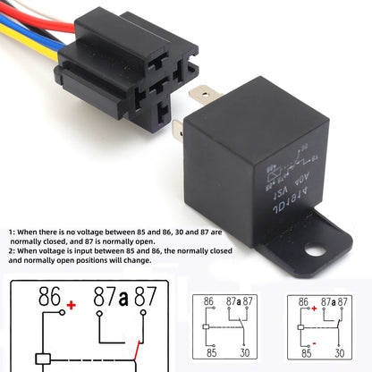 12V 40A Waterproof Automotive Relay 5Pin with Harness Socket 1/5pcs
