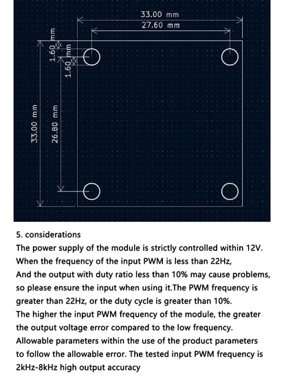 PWM to Voltage Converter Module 0–100% Duty Cycle to 0–5V/0–10V Output