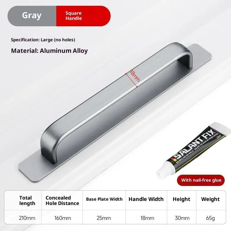 Drill-free Aluminum Handle for Sliding Door Window Drawer Bathroom Push-Pull