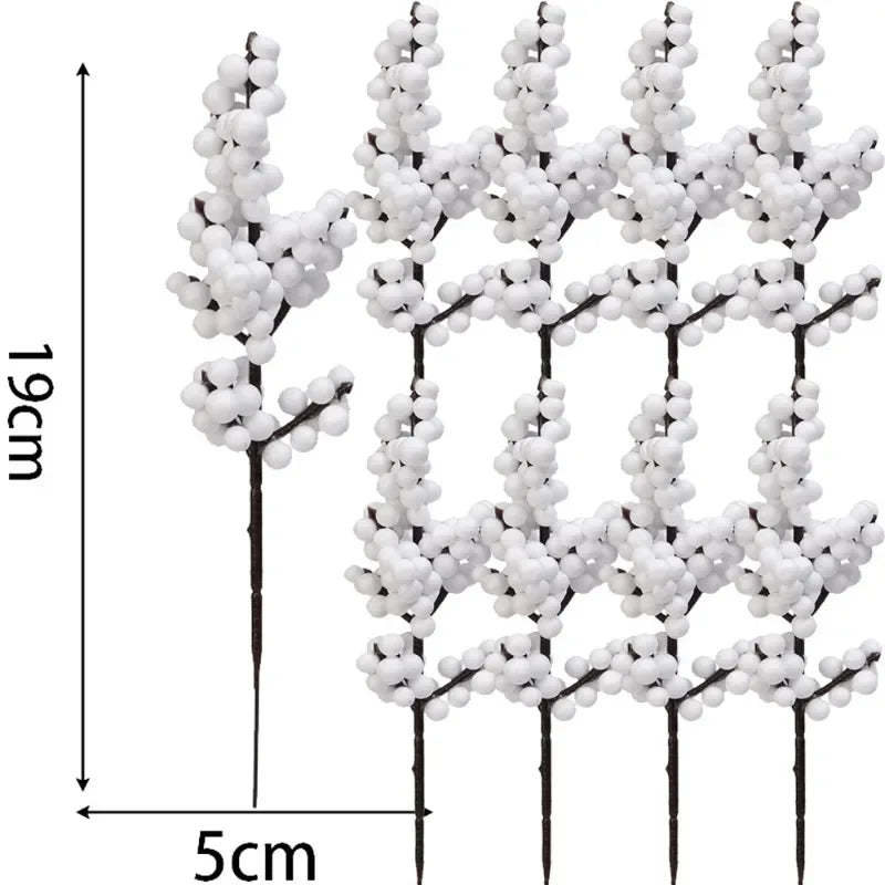 40/4PCS Artificial White Berries Stems Christmas Berry Branches Fake Fruit Flowers DIY Wedding Party New Year Home Decorations