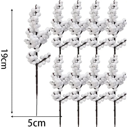 40/4PCS Artificial White Berries Stems Christmas Berry Branches Fake Fruit Flowers DIY Wedding Party New Year Home Decorations