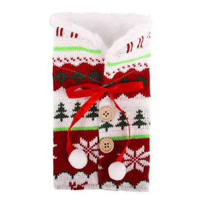 Creative Christmas Wine Bottle Cover Set Velvet Santa & Snowman Decor