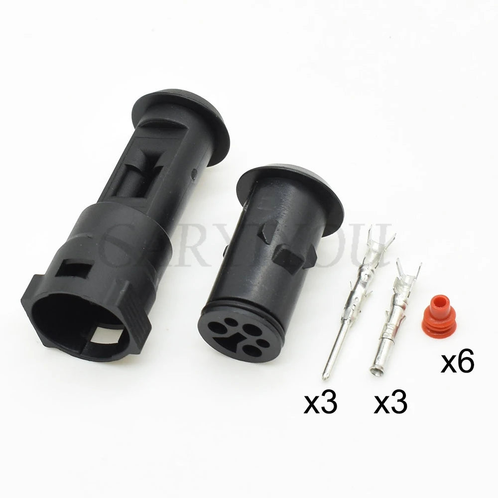 3-Pin 1.5mm TE Tyco Black Waterproof Connector DJ3031-1.5-11/21 Round Sheath Male Female Auto