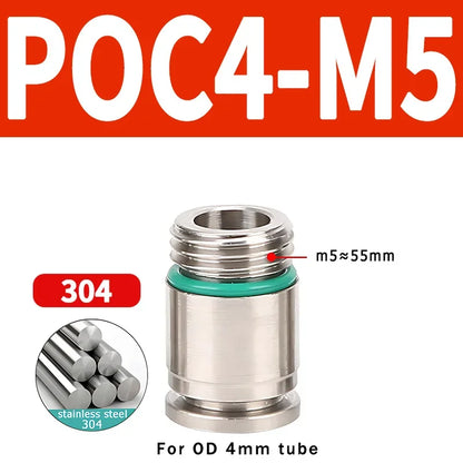 Stainless Steel 304 POC-G Internal Hexagonal Quick Insertion Pneumatic Fitting Gas Pipe Quick Insertion Joint