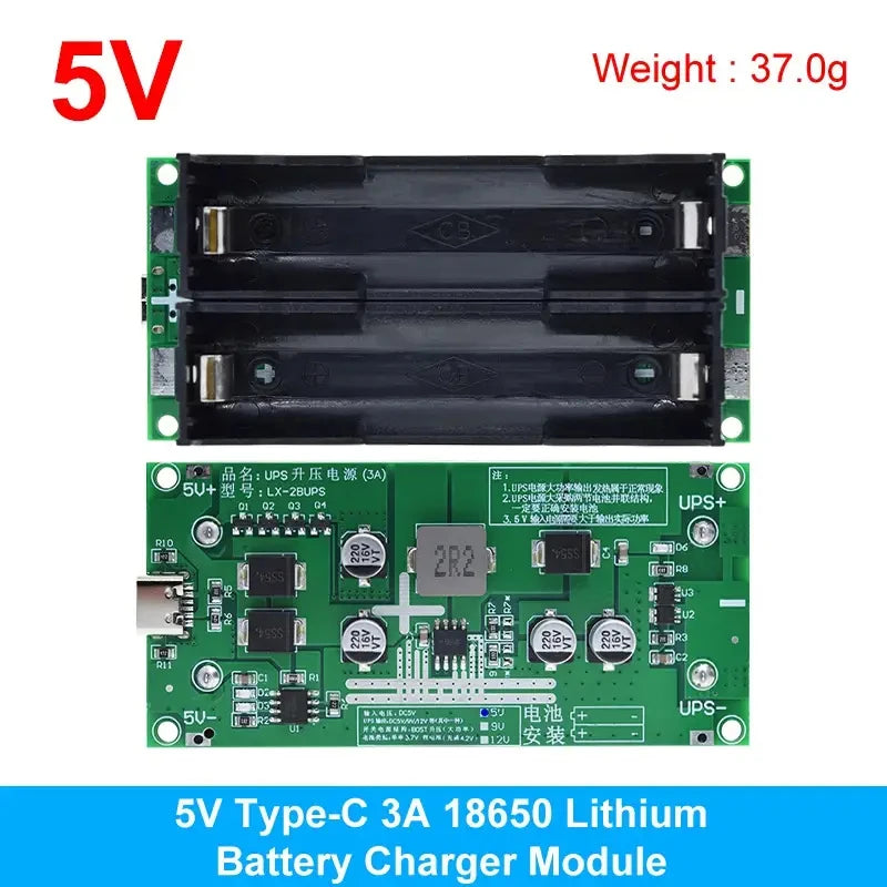 3A High-Power 18650 Lithium Battery Boost Module 5V-12V Charging and Discharging Board for UPS