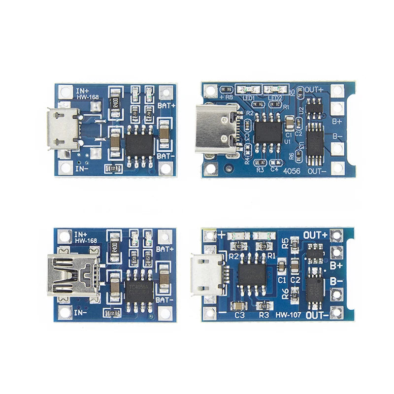 type-c/Micro USB 5V 1A 18650 TP4056 Lithium Battery Charger Module Charging Board With Protection Dual Functions 1A Li-ion