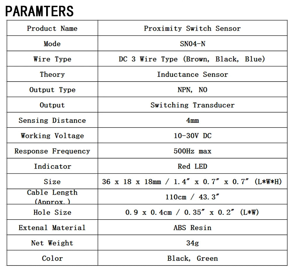SN04 Inductive Proximity Sensor DC 4mm NPN/PNP NO/NC Detection Switch