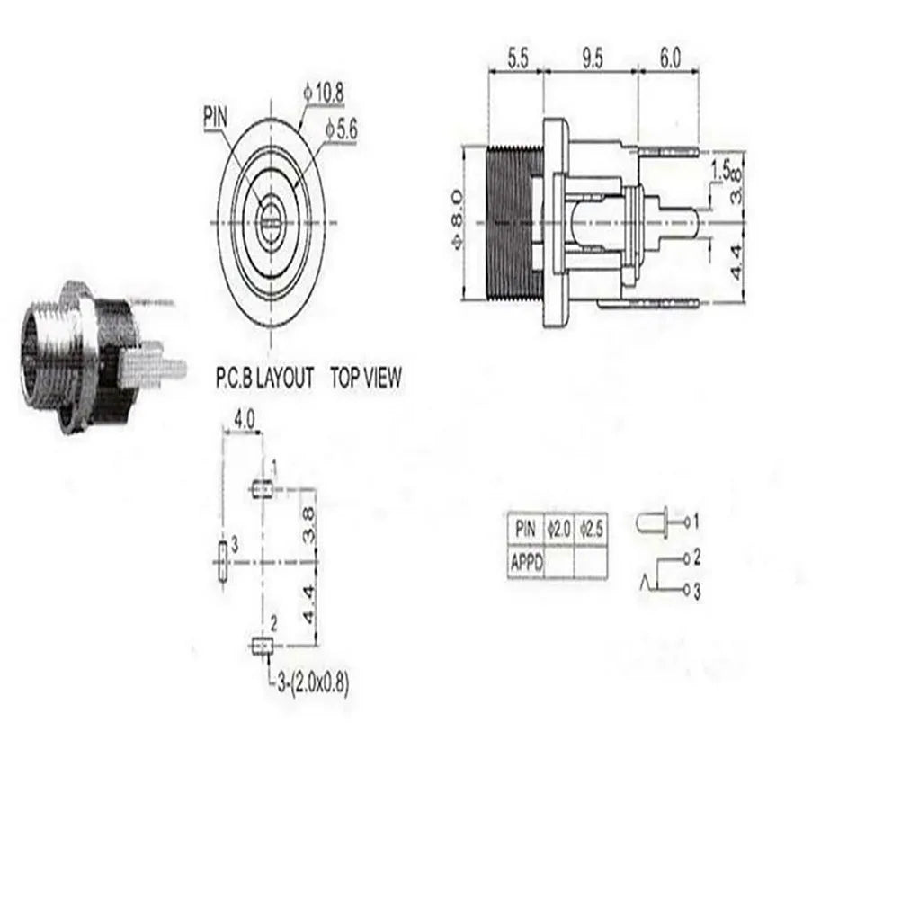 METAL Power Supply Female Panel Mount 5.5 X 2.1 MM Accessories Kits SOCKET Solder Lug 24V DC Electrical Equipment