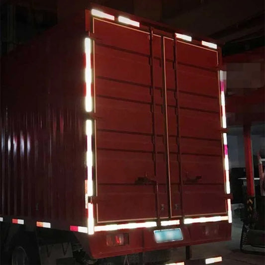 Truck Trailer Rectangle Reflective Tape Stickers – Auto Safety Night Warning Reflector (Red/White, 1/2/4pcs)
