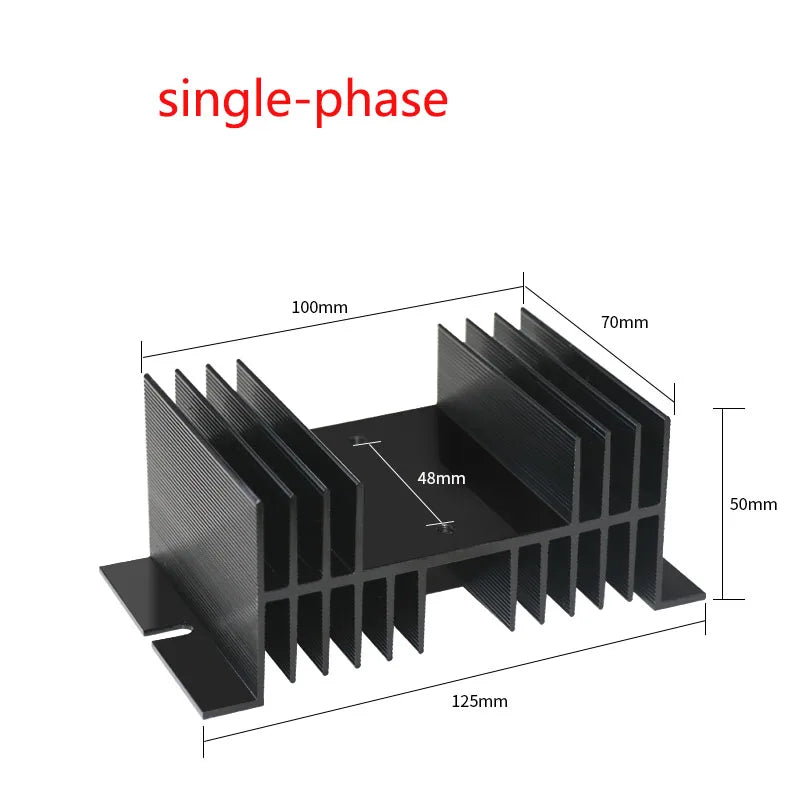Aluminum Heat Sink for SSR Solid State Relay 10A–100A 12V–220V Cooling Base Single/Three Phase