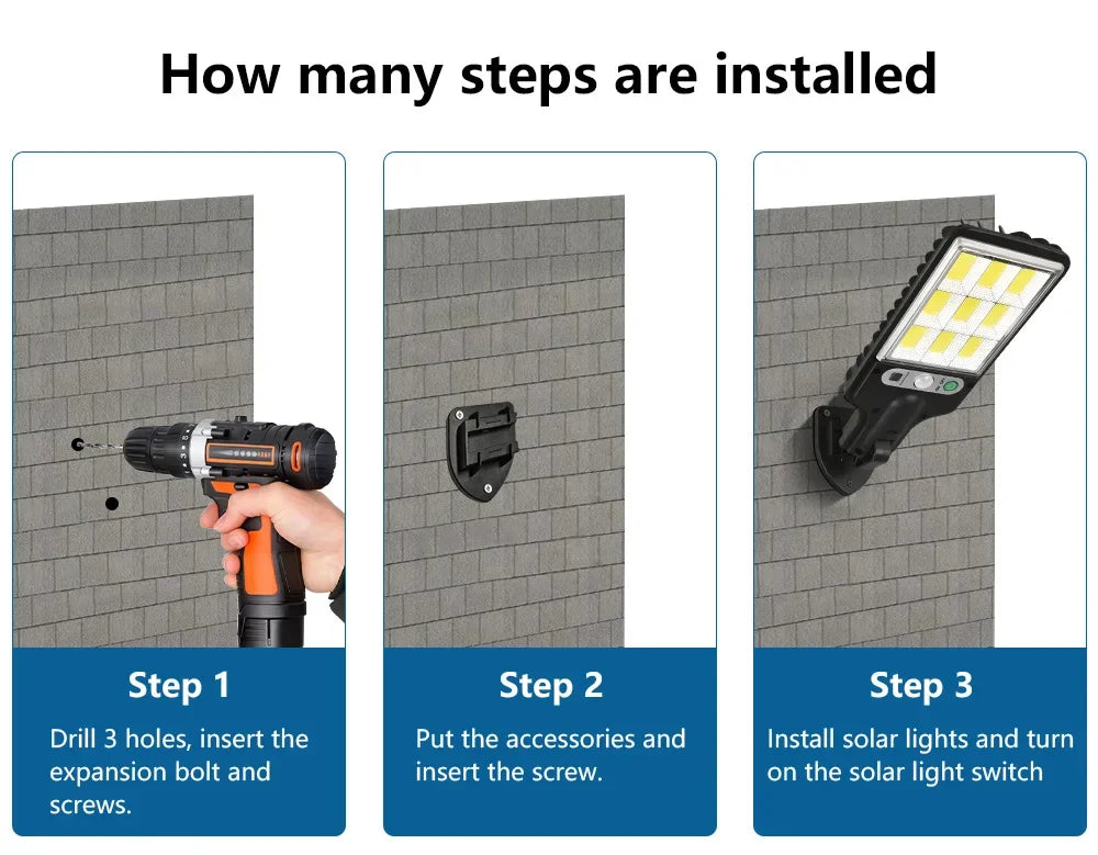Solar LED Wall Light Outdoor — Motion Sensor, IP65 Waterproof, 3-Mode, 18650 Battery | Garden Street Security Lamp