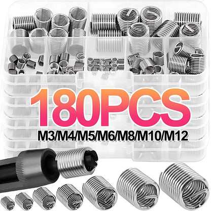 M3-M12 Stainless Steel Thread Insert Spiral Thread Repair Kit Screw Coiled Wire Helical Thread Repair Nuts Screw Bushing Sleeve