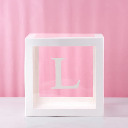 27/25cm Custom Transparent Letter Box A-Z Baby Shower Girl 1st Birthday Party Decoration Kids Wedding Birthday Balloon DIY Box