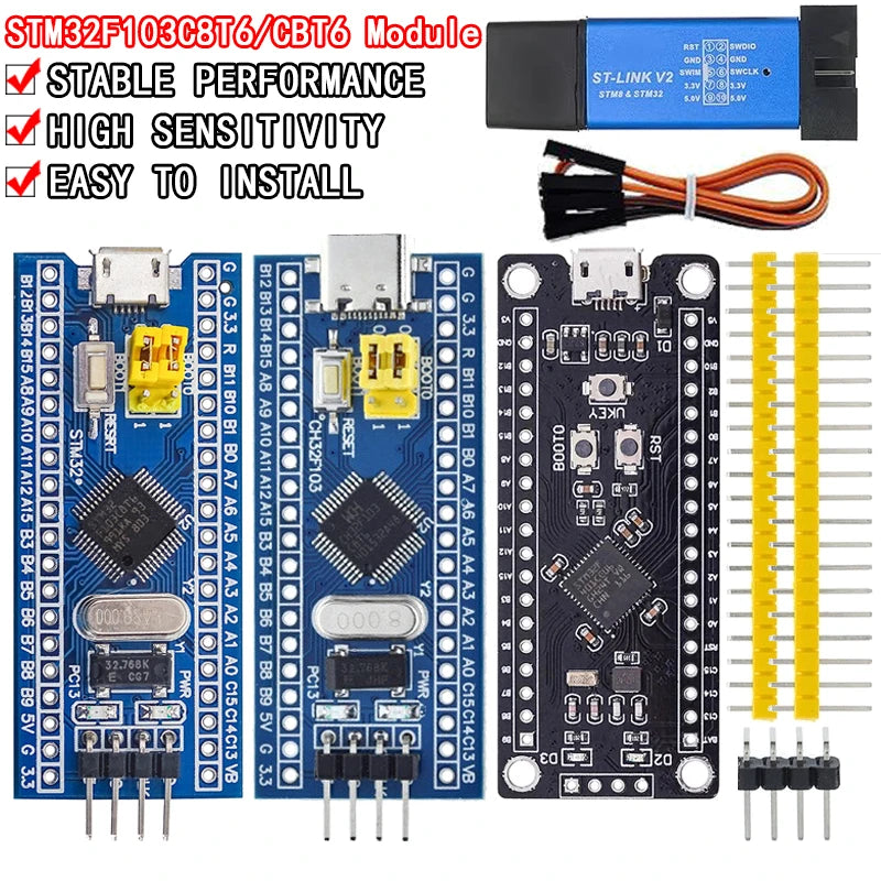 STM32F103C8T6 CH32F103C8T6 ARM Cortex-M3 Development Board with ST-LINK V2 Programmer