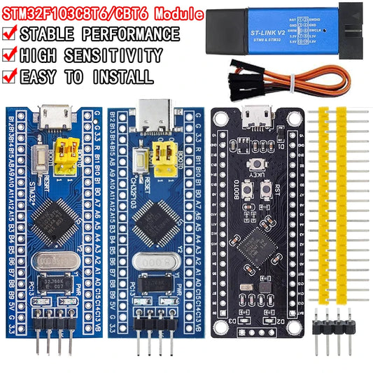 STM32F103C8T6 CH32F103C8T6 ARM Cortex-M3 Development Board with ST-LINK V2 Programmer