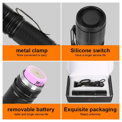 Outdoor LED Flashlight with Pen Clip Tactical Torch 6 Modes Torch Aluminum Alloys Waterproof Lantern Light for Home Camping Lamp