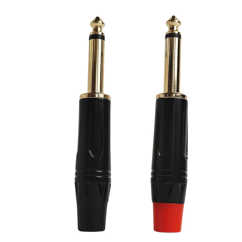 6.3mm Mono Plug to Gold RCA Connector Coaxial AV Audio Video Solder Adapter for Speaker Amplifier Mixer PC DIY