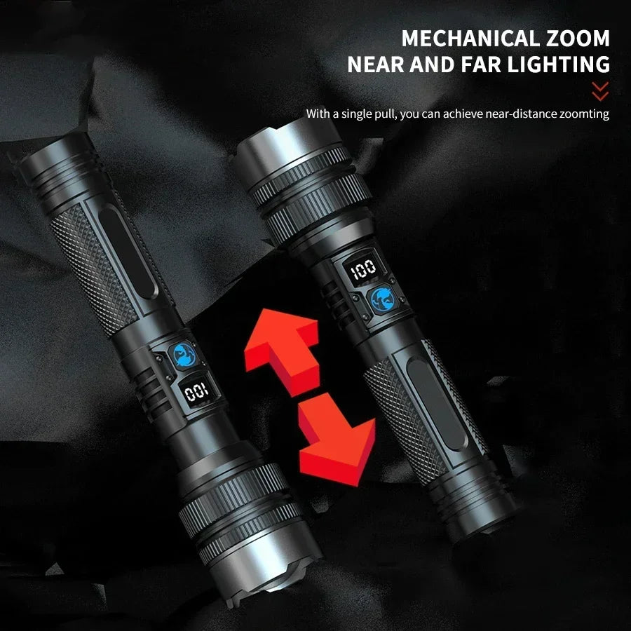 100000LM High Power LED Flashlight Rechargeable Tactical Torch