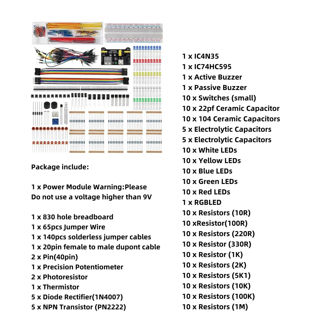 Arduino UNO Compatible Electronics Starter Kit ¨C DIY Components with Breadboard and Storage Box