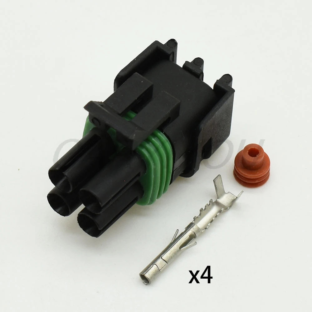 4 Pin Way 12015798 12015024 Weatherpack Plug 2x2 Hole Connector for Automotive Truck Waterproof Wire Harness 18-14 GA