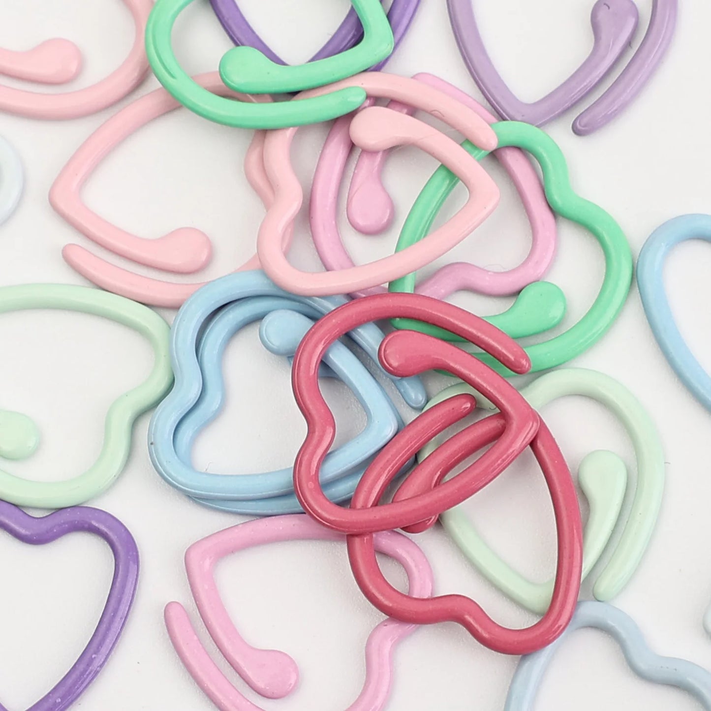 50/5x Colorful Heart Locking Stitch Markers Metal Knitting Crochet Rings