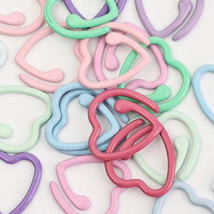 50/5x Colorful Heart Locking Stitch Markers Metal Knitting Crochet Rings