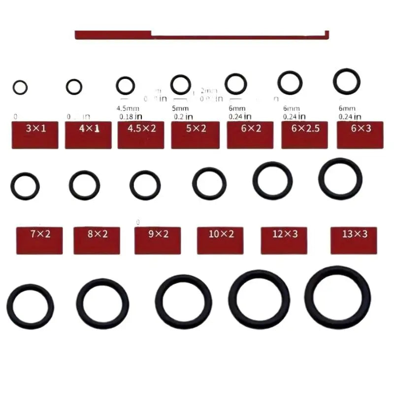 225PCS Black Rubber O-Ring Assortment — 18 Sizes Washer Gasket Sealing Kit for Faucet, Hose &amp; Valve