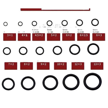 225PCS Black Rubber O-Ring Assortment — 18 Sizes Washer Gasket Sealing Kit for Faucet, Hose &amp; Valve