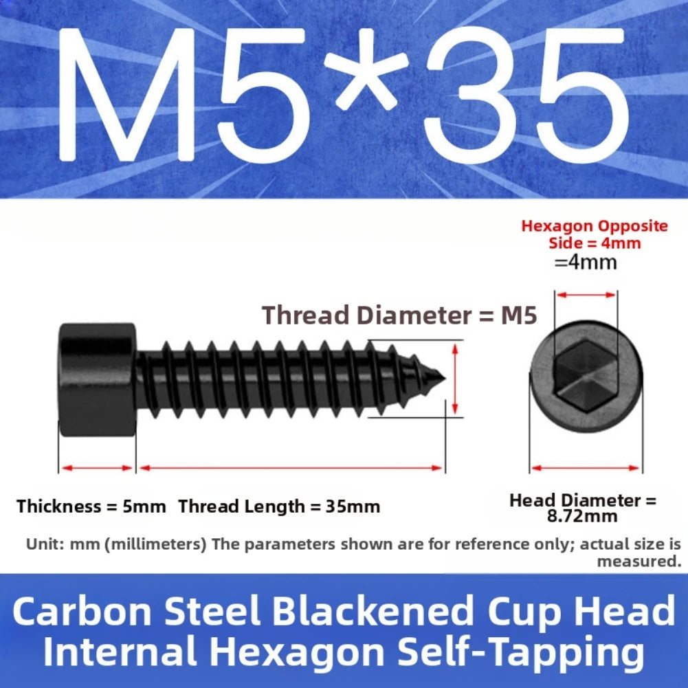 32pcs Cap Head Self Tapping Screw 35mm Hex Hexagon Cap Head Self Tapping Screw 8.8 Gradese Carbon Steel For Home Furniture