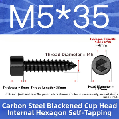 32pcs Cap Head Self Tapping Screw 35mm Hex Hexagon Cap Head Self Tapping Screw 8.8 Gradese Carbon Steel For Home Furniture