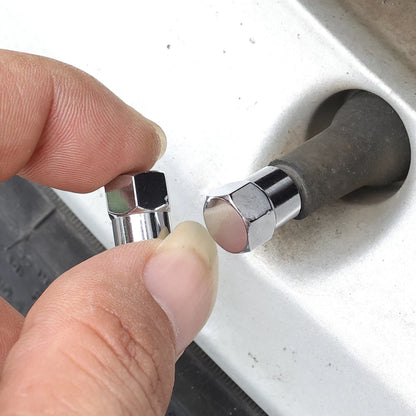 Car Flat Head Valve Caps Universal Chrome Tyre Valve Stem Caps