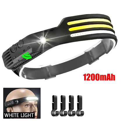 LED Headlamp Sensor Headlight With Built-in Battery Head Flashlight USB Rechargeable Work Light Head Lamp Super Bright Torch