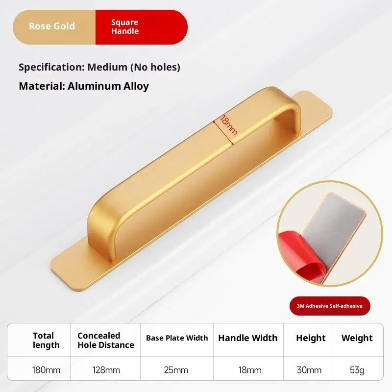 Drill-free Aluminum Handle for Sliding Door Window Drawer Bathroom Push-Pull