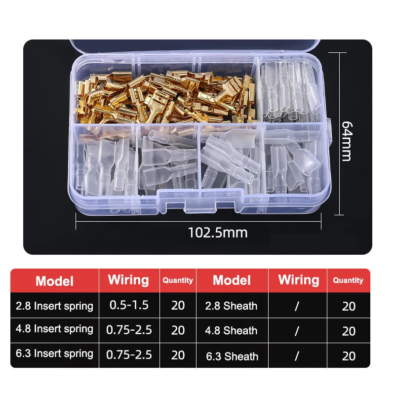 Gold Silver Docking Terminal Cable Bare Terminal with Spring Insert Sheath, Male and Female Pair Terminal Box