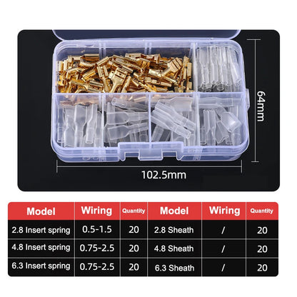 Gold Silver Docking Terminal Cable Bare Terminal with Spring Insert Sheath, Male and Female Pair Terminal Box
