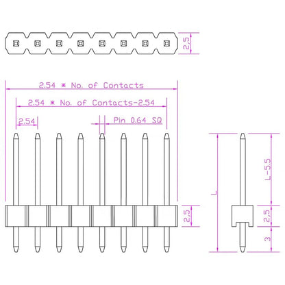 5pcs/lot 40 Pin 1x40 Single Row Male 2.54mm Breakable Pin Header Connector Strip