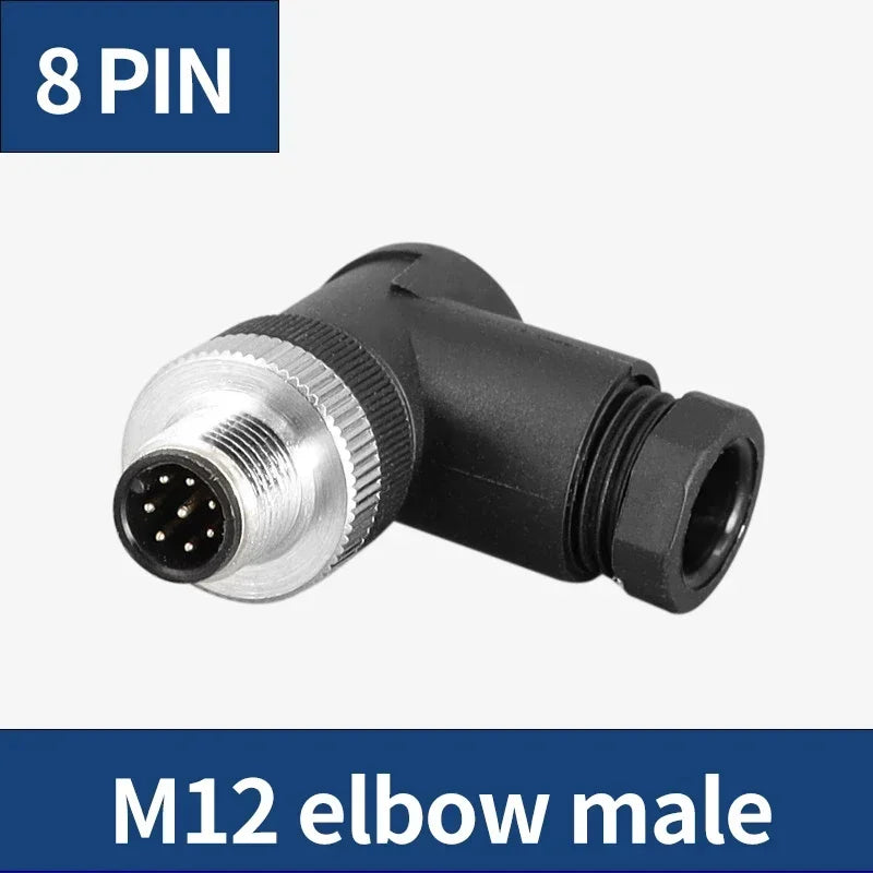 M12 12mm Sensor Connector Straight Angle Male Female Waterproof Screw Threaded Plug Coupling 4 5 8 Pin PG7