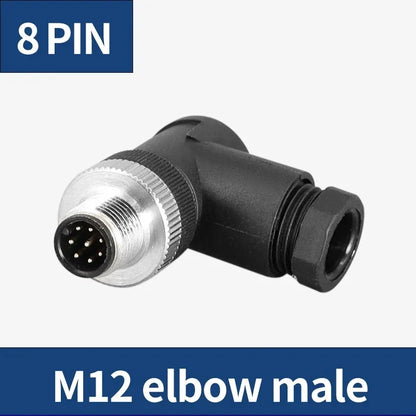 M12 12mm Sensor Connector Straight Angle Male Female Waterproof Screw Threaded Plug Coupling 4 5 8 Pin PG7