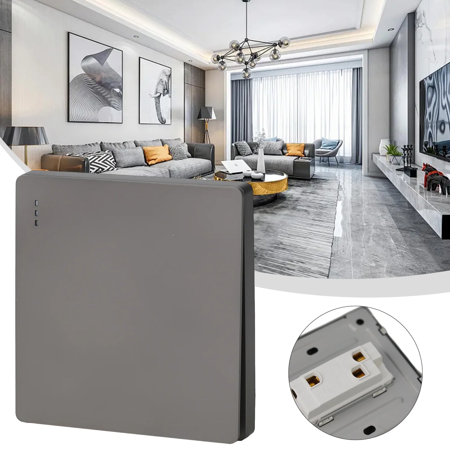 None Gray Button Switch Switches 1 2 3 Gang 86mm Flame Frameless PC Material Push Retardant Rocker Switch None