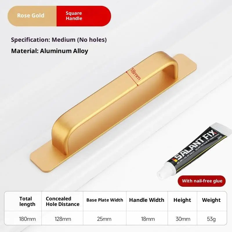 Drill-free Aluminum Handle for Sliding Door Window Drawer Bathroom Push-Pull