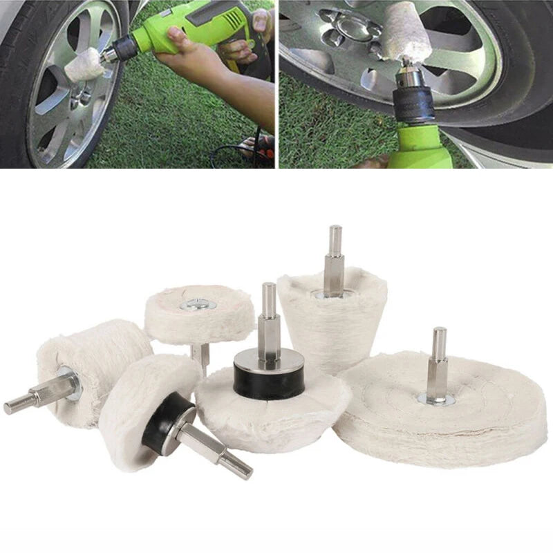 6PCS Stainless Steel Polishing Wheel Set | Cloth + Steel Polisher for Metal, Jewelry, Glass, Aluminum, Ceramic, Wood