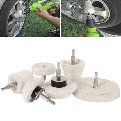 6PCS Stainless Steel Polishing Wheel Set | Cloth + Steel Polisher for Metal, Jewelry, Glass, Aluminum, Ceramic, Wood