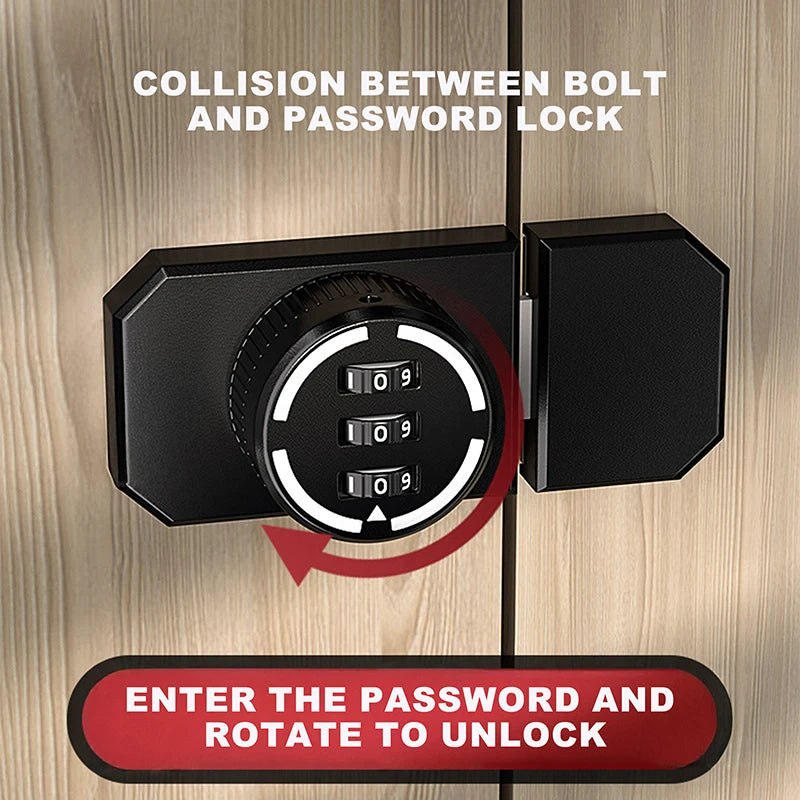 New 1 Set No-Punch Combination Door Lock 3 Digit Password Cabinet Locks With Combination Latch For Closet Door Door