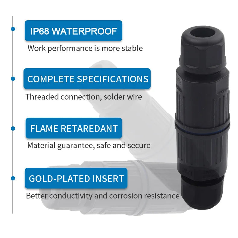 IP68 Waterproof Cable Connector Quick Connection KVSF-15 2 In 2 Out 2/3/4/5 Pin Electrical Terminal Adapter Wire Connector