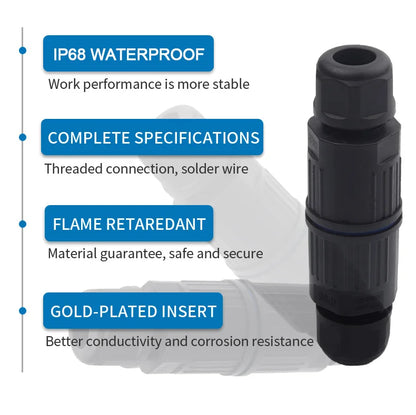 IP68 Waterproof Cable Connector Quick Connection KVSF-15, 2 in 2 out 2/3/4/5 Pin Electrical Terminal Adapter