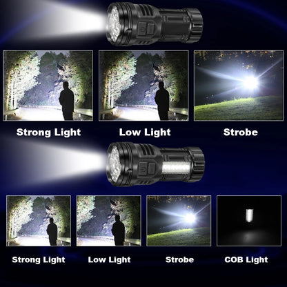 Outdoor Mini Flashlight 9 LED Strong Light Lantern Long Range Rechargeable Pocket Lamp Portable Camping Hiking Magnetic Light