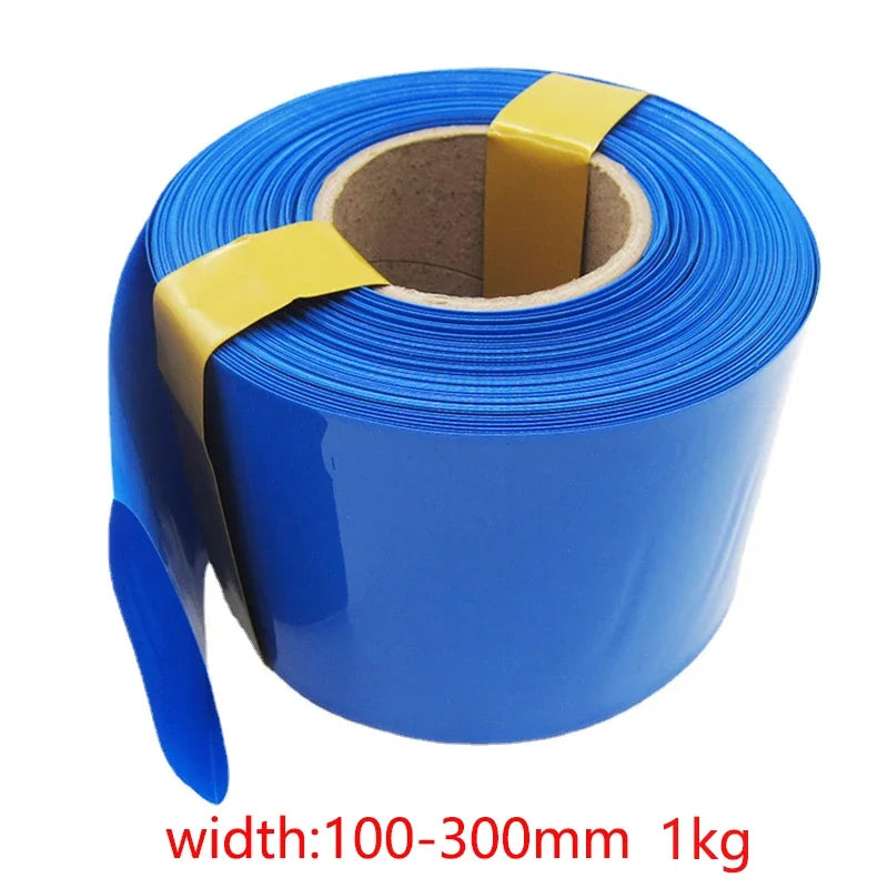 Blue PVC Heat Shrinkable Tube 100mm–600mm Insulating Sleeve for Lithium Battery Package Plastic Shrink Film